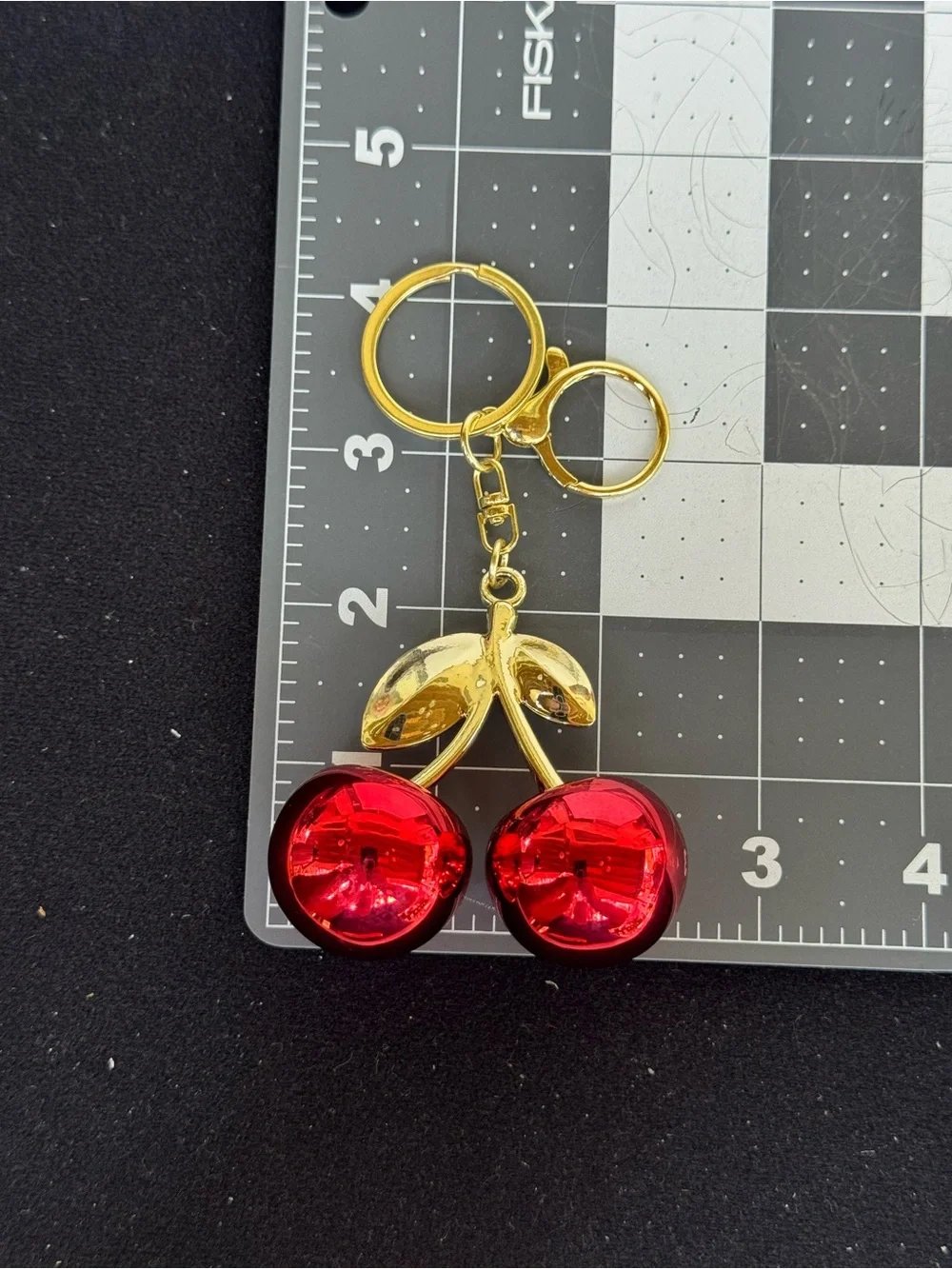 NWOT Cherry Bag Charm Gold Crystal Keychain